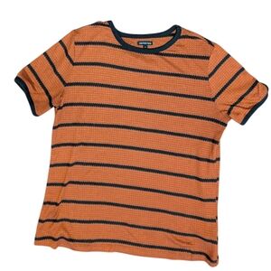 Who What Wear Brown and Black Striped Sweater Women's Large Preppy